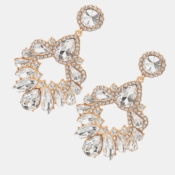 Halle Glass Drop Earrings - Clear - Picture 3 of 3